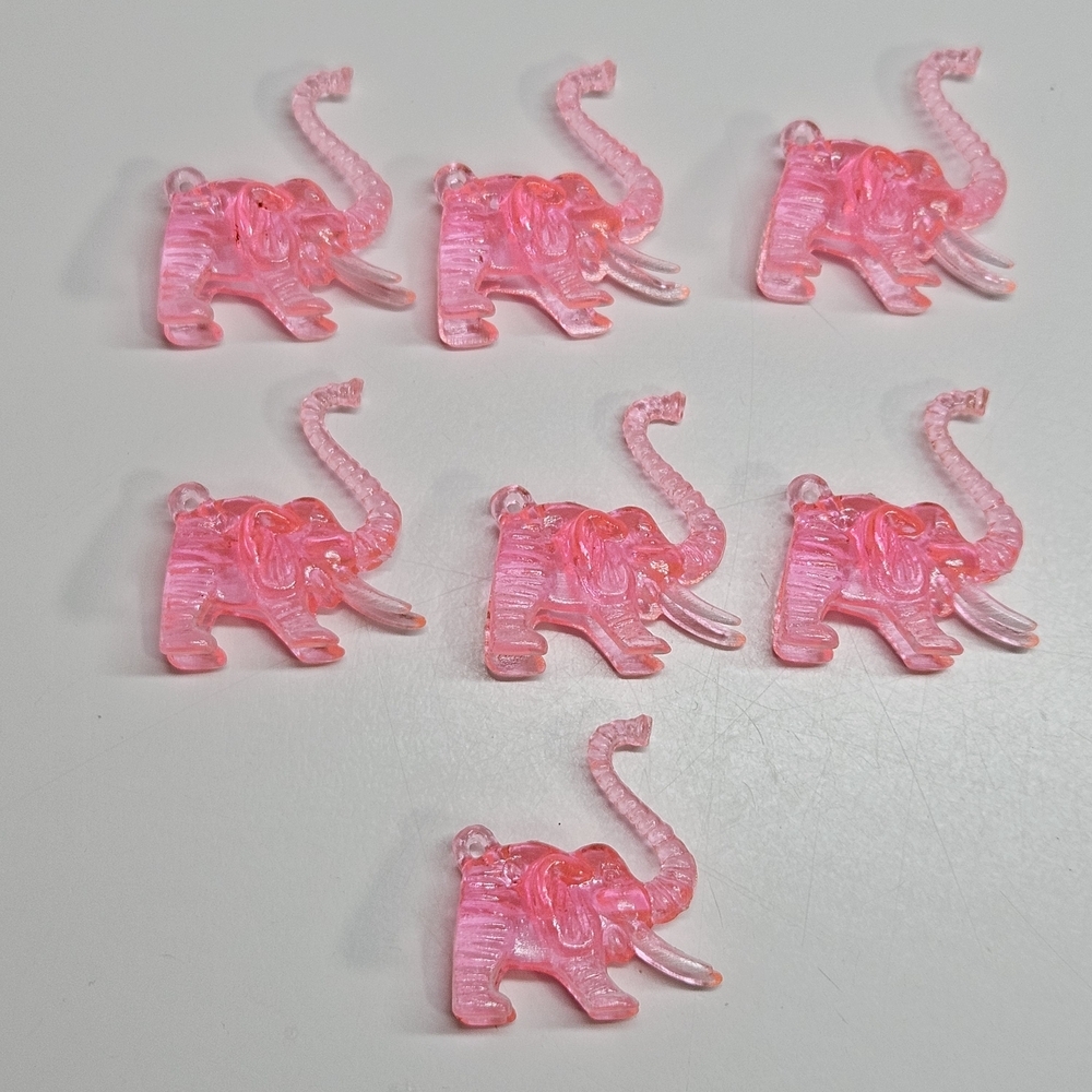 VINTAGE 1970s Sonic Pink Elephant Drink Hanger Lot of 7